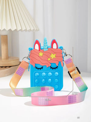 Dinossi - Unicorn Popit Design Blue Girl Shoulder Bag 