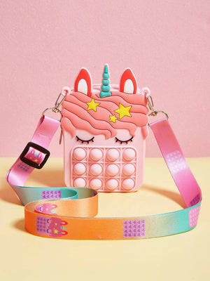 Dinossi - Unicorn Poppies Design Pink Girl Shoulder Bag 