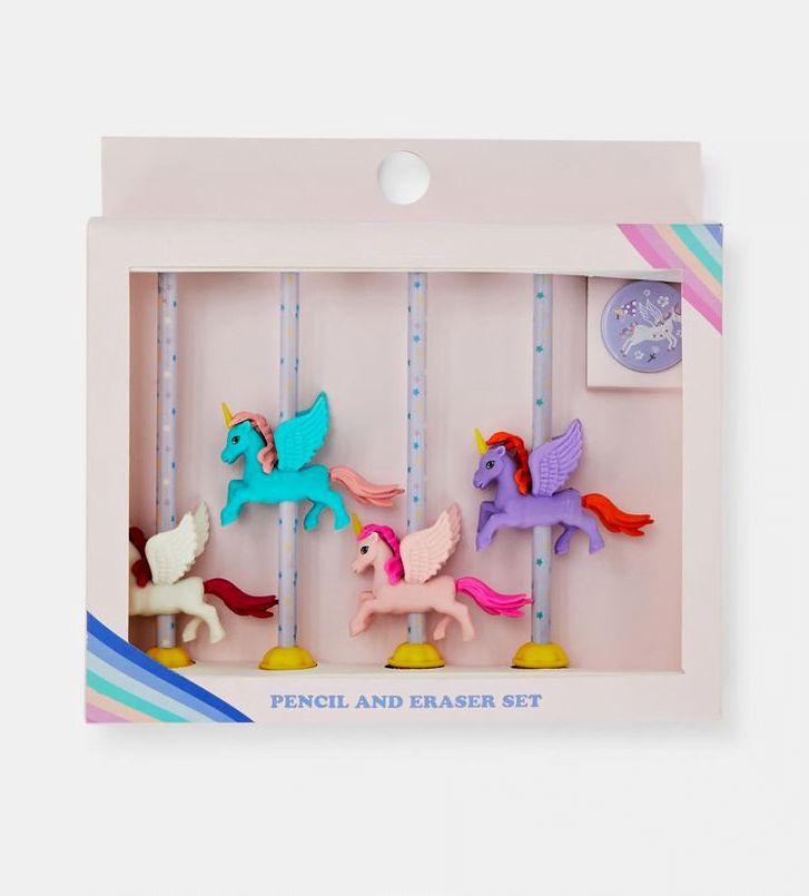 Dinossi - Unicorn Eraser, Sharpener and Pencil Set