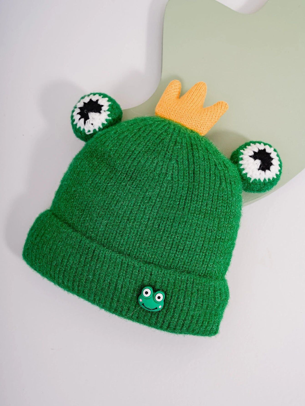 Dinossi - Green King Frog Children's Beanie with Polar Fleece 