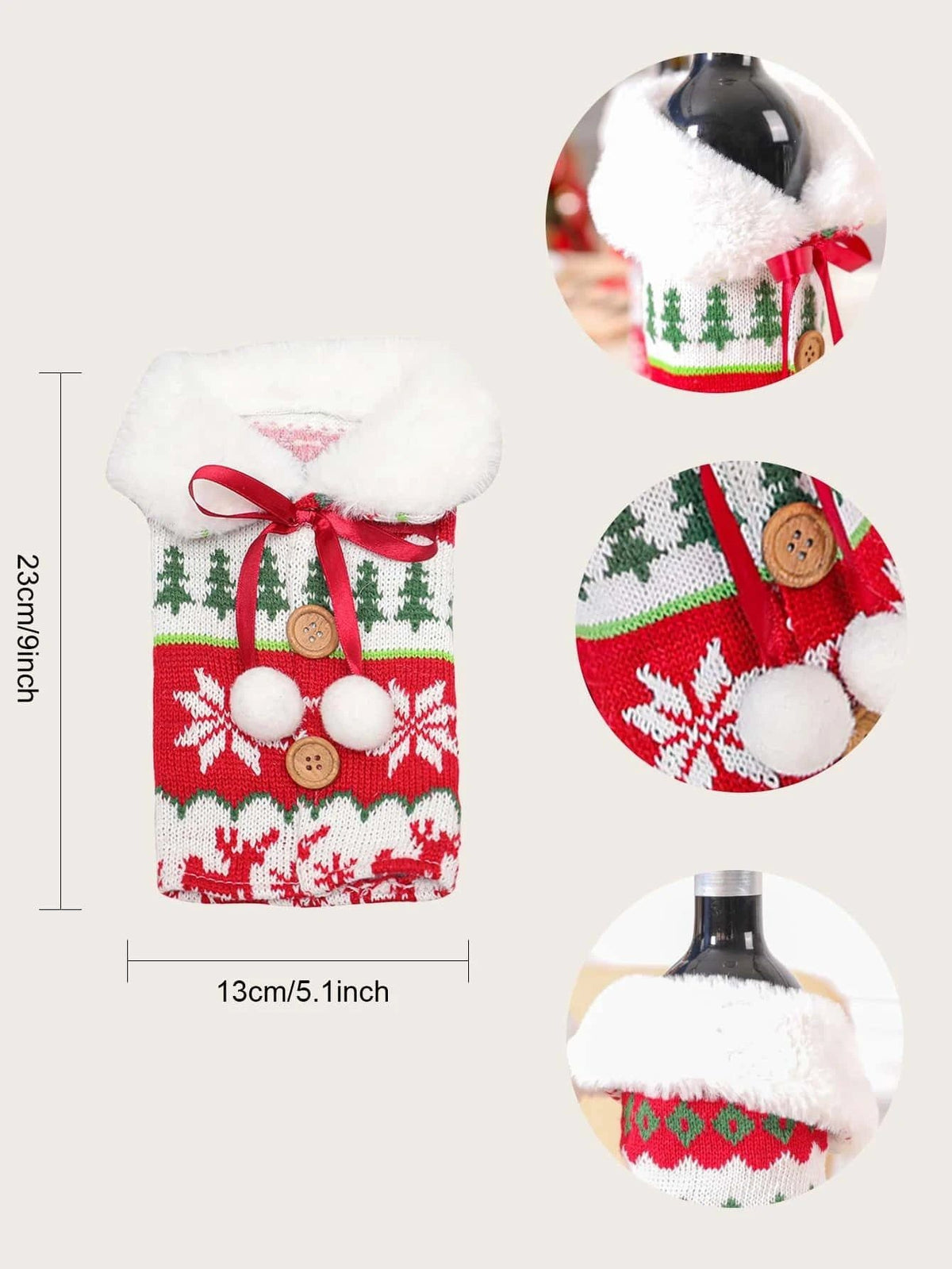 Dinossi - Christmas Pompom Decor Wine Bottle Dress 