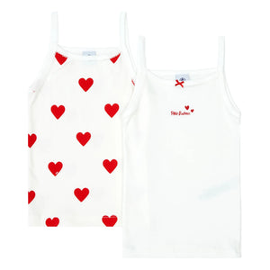 Petit Bateau - 2-Pack Organic Cotton Heart Singlet | White