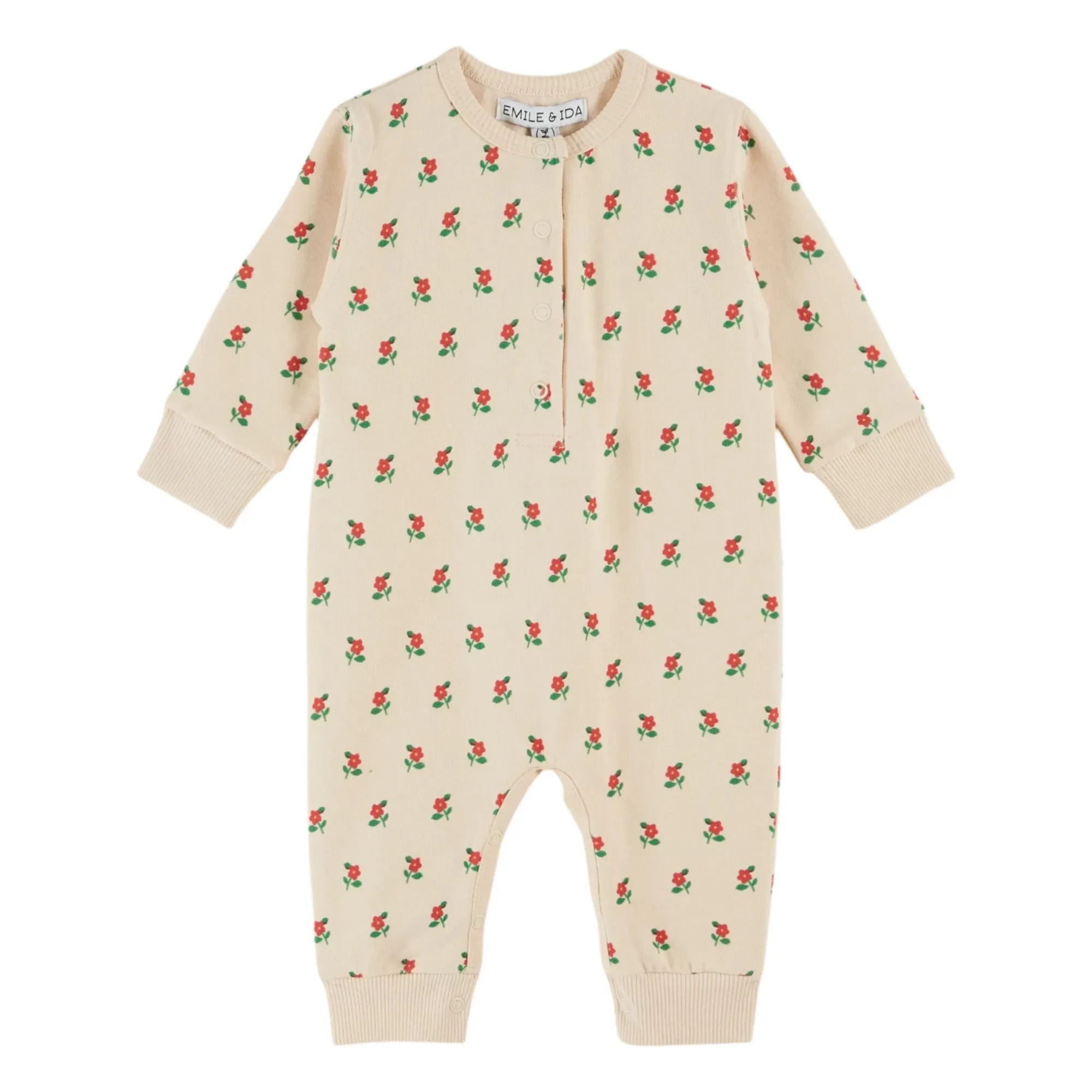 Emile et Ida - Floral Pattern Fleece Jumpsuit | Ecru