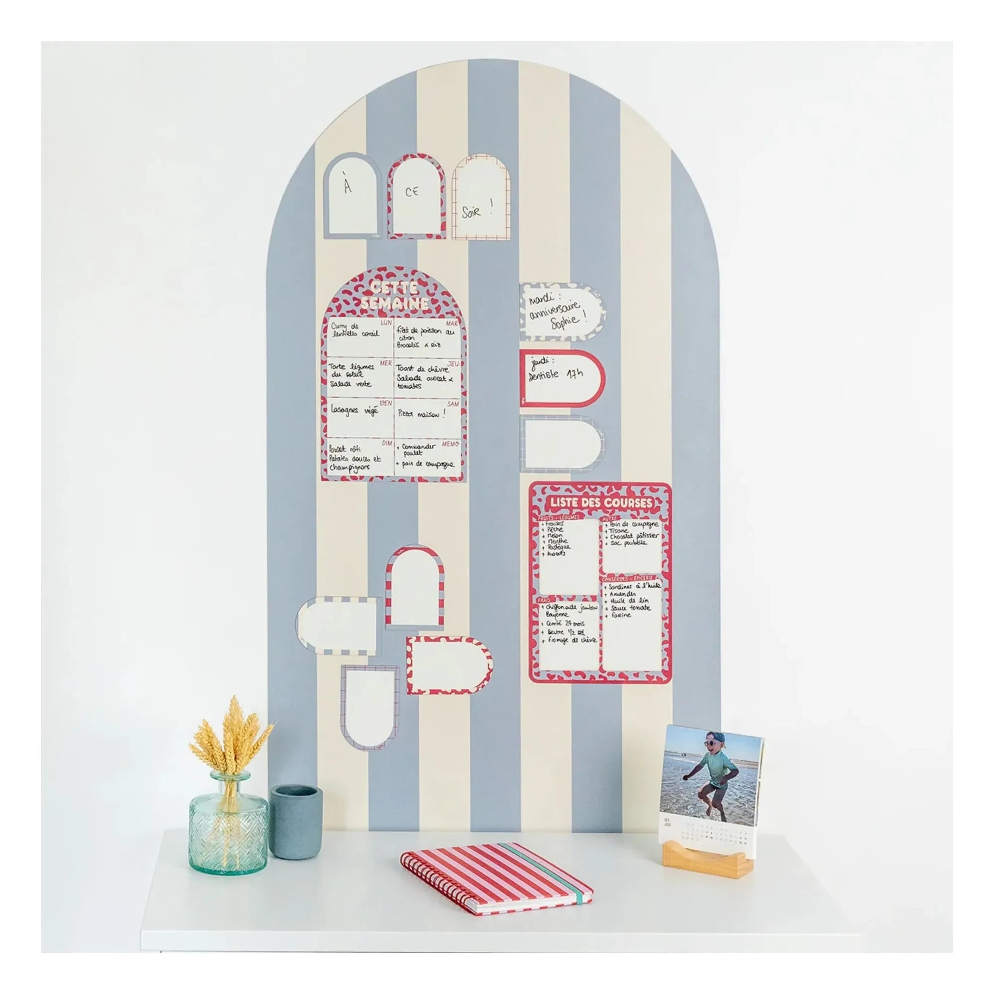 Ferflex - Arch Magnetic Whiteboard with Striped Cover | Blue