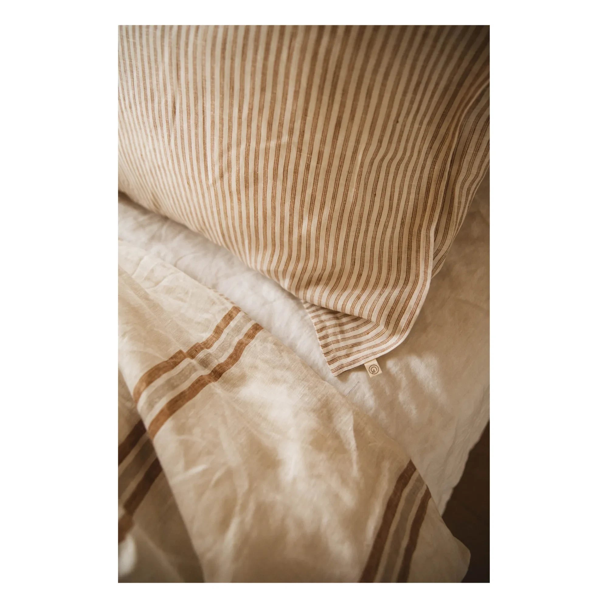Gabrielle Paris - Striped Washed Linen Pillowcase | Brown