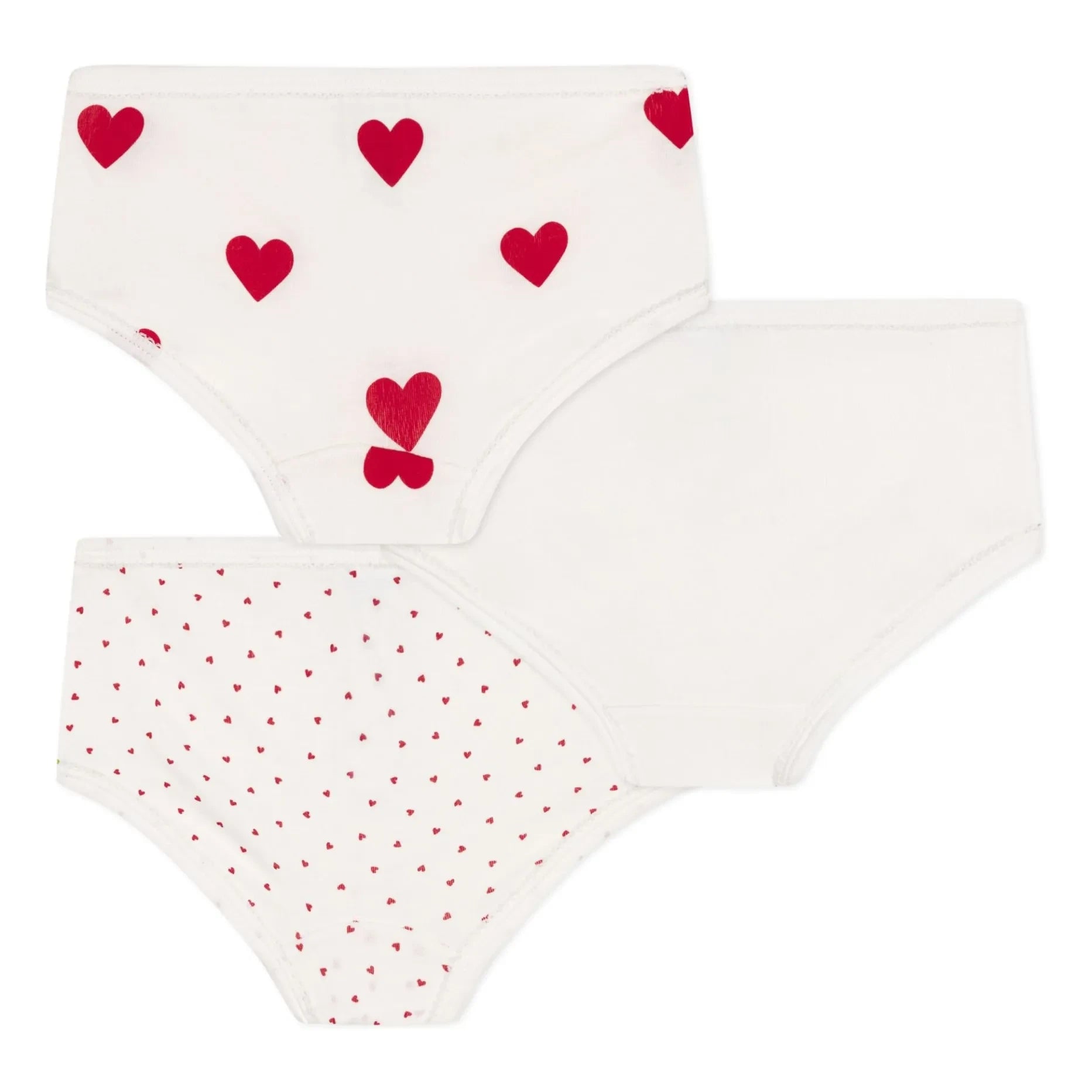 Petit Bateau - 3-Pack Heart High-Waisted Briefs | White