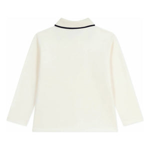 Petit Bateau - Contrast Trim Organic Cotton Polo T-Shirt | Ecru