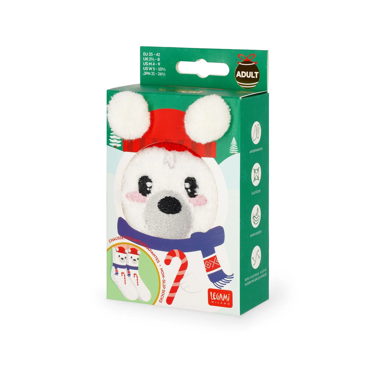 Legami - Adult Christmas Slipper Socks Polar Bear - A Perfect Fit!