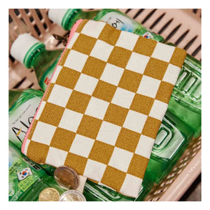 Rose in April - Lili Checked Clutch Bag | Caramel