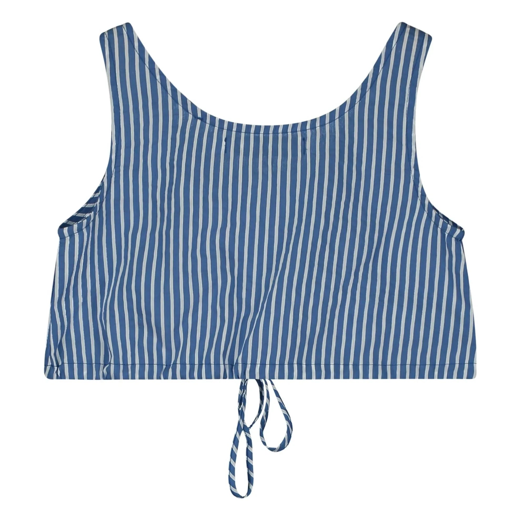 Tangerine - Striped Short Button-Down Top | Blue