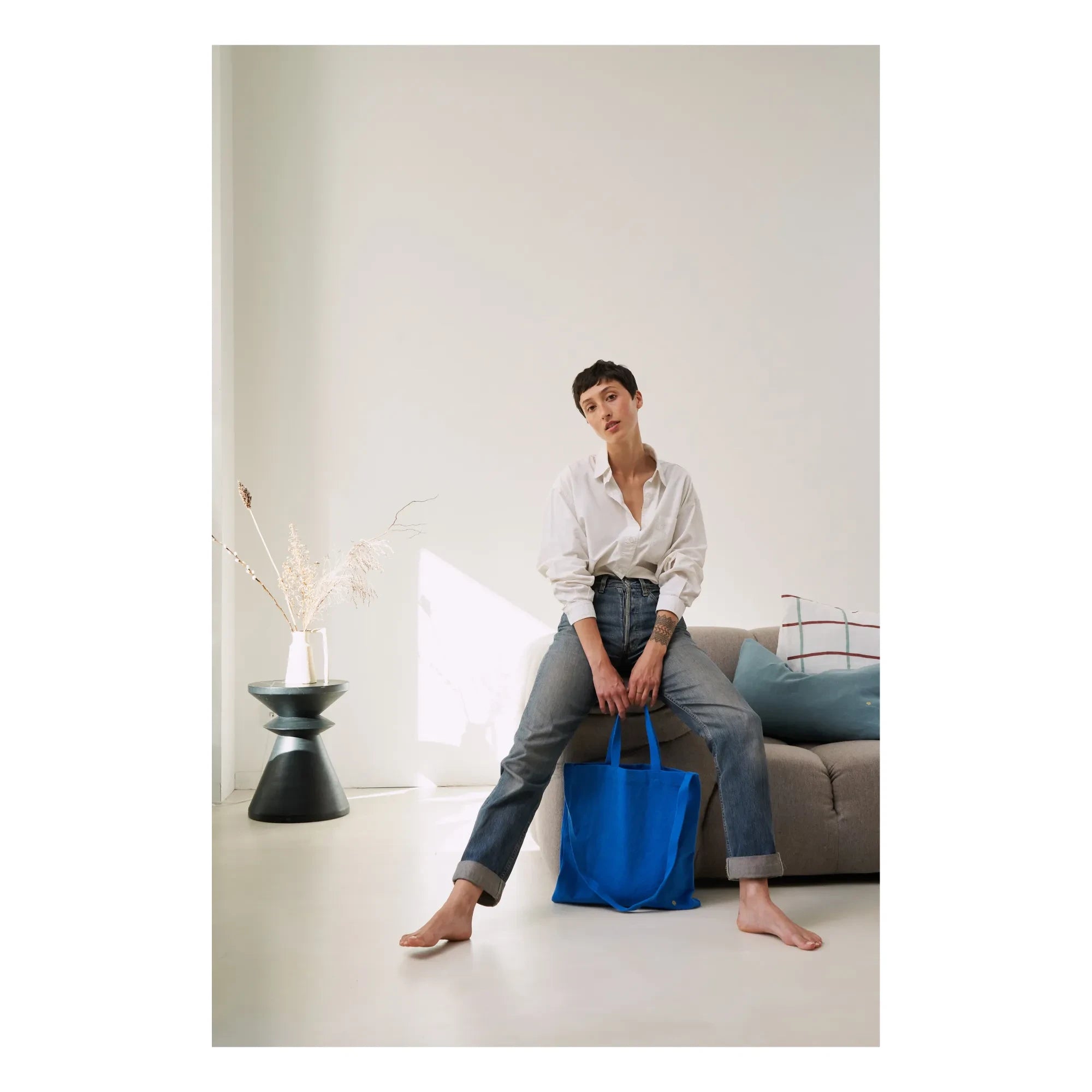 La cerise sur le gâteau - Iona Cotton Canvas City Bag | Blue