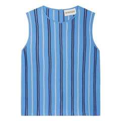 Bompard - Blue Linen, Cotton, and Silk Striped Sweater