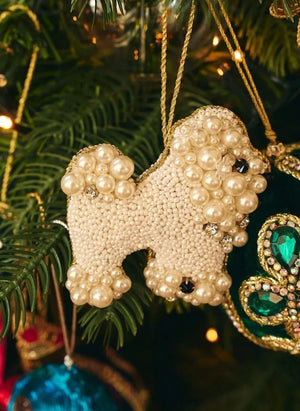 Anna + Nina - White Poodle Christmas Ornament