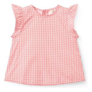 Copenhagen Colors - Pied de Poule Organic Cotton Top and Shorts Set | Powder Pink