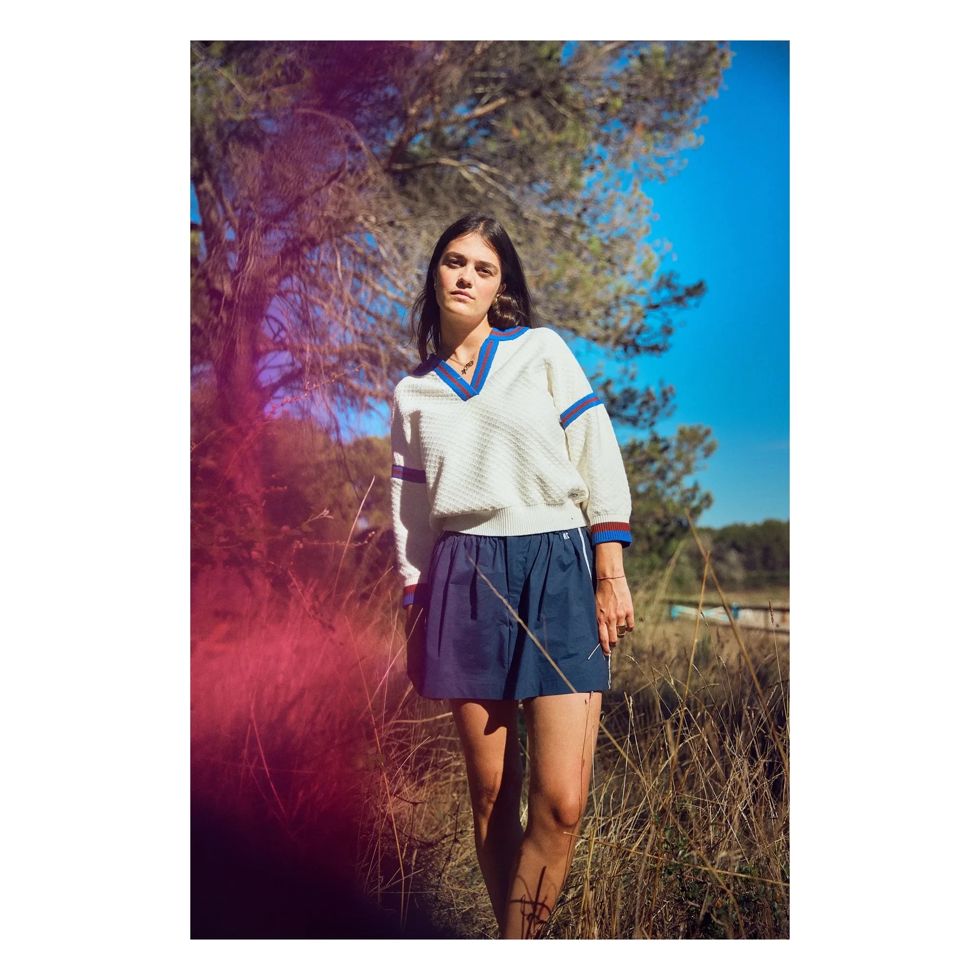 Indee - Vasislas Embroidered Short Skirt | Navy Blue