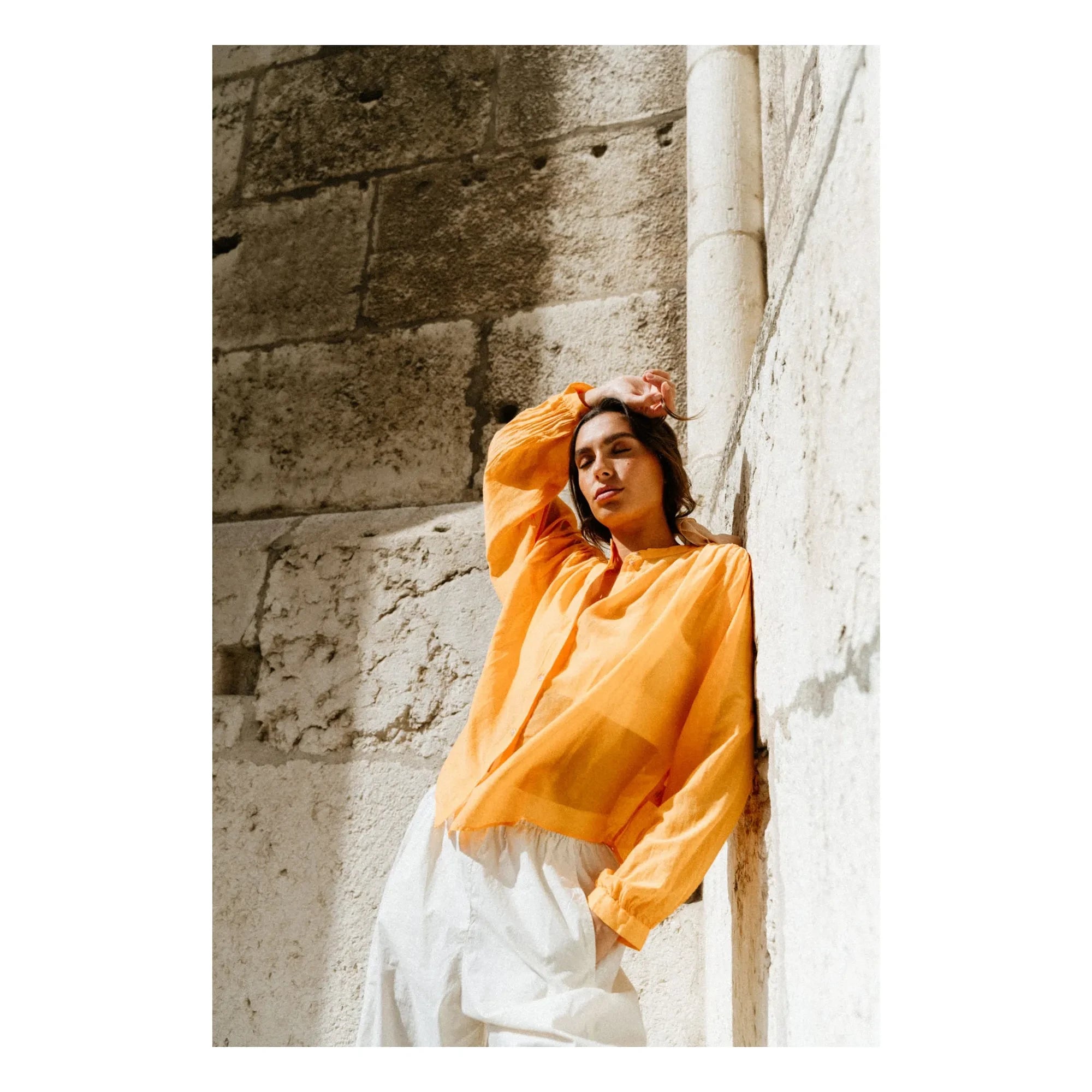 Sacrécoeur - Carla Aurora Poplin Bluz | Turuncu