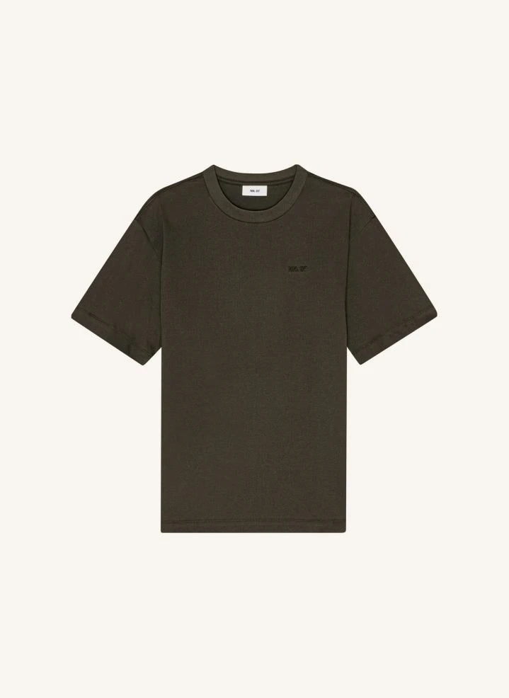 NN.07 - Nat Logo 3525 organic cotton T-shirt | Dark Khaki