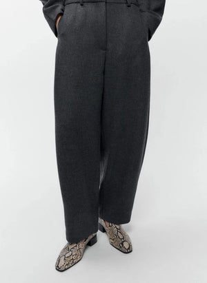 Cordera - Curved Wool Trousers | Charcoal Grey