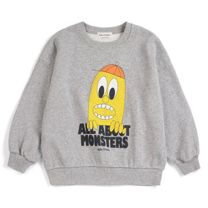 Bobo Choses - Sweat All About Monsters Organik pamuk | Gri melanj