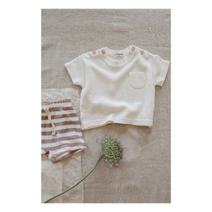 1+ in the family - Feres Çizgili Havlu Bermuda Şort | Taupe kahverengi