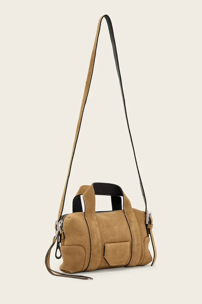 AllSaints kadın süet crossbody çanta ARES
