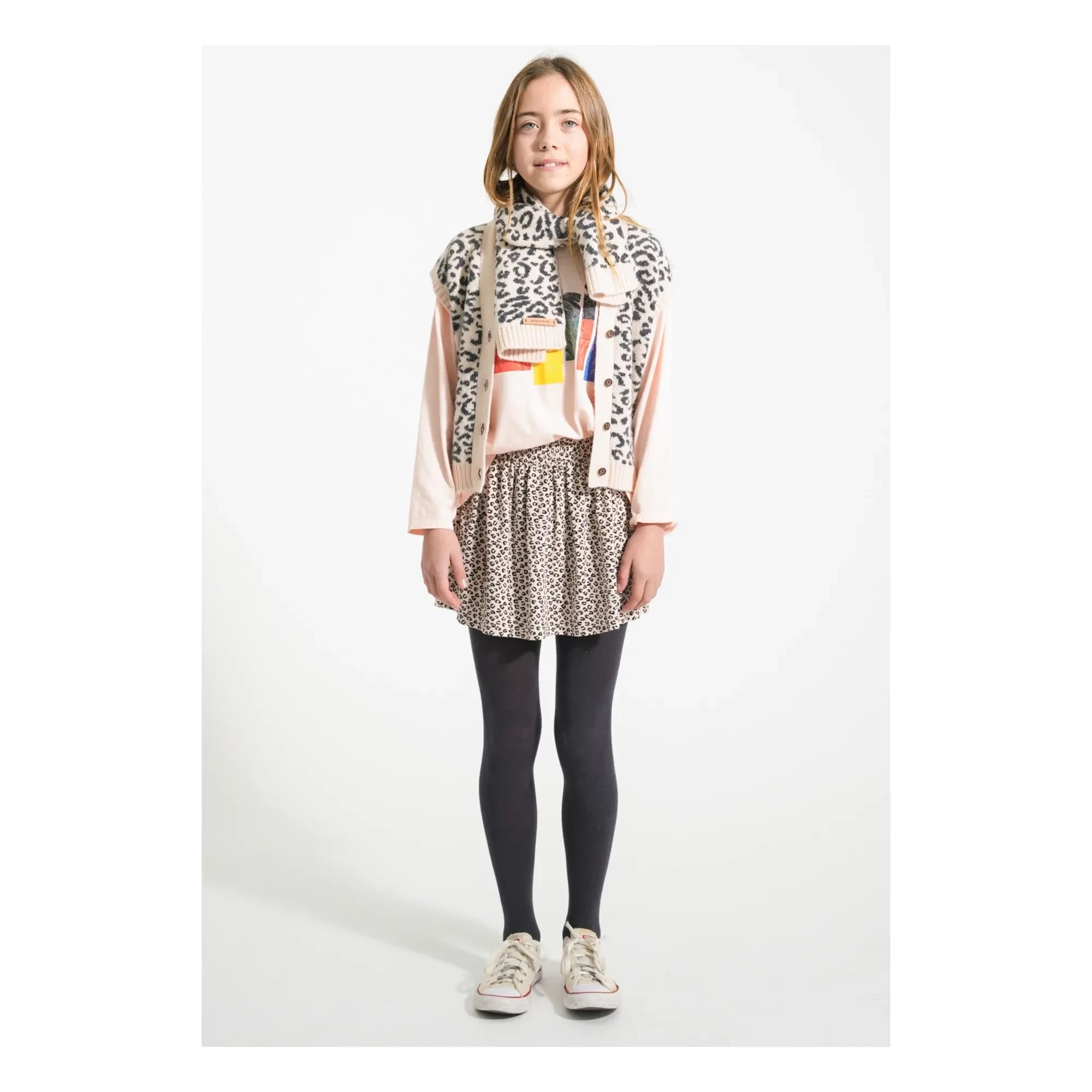 Piupiuchick - Leopard Wool Sleeveless Vest | Light Pink