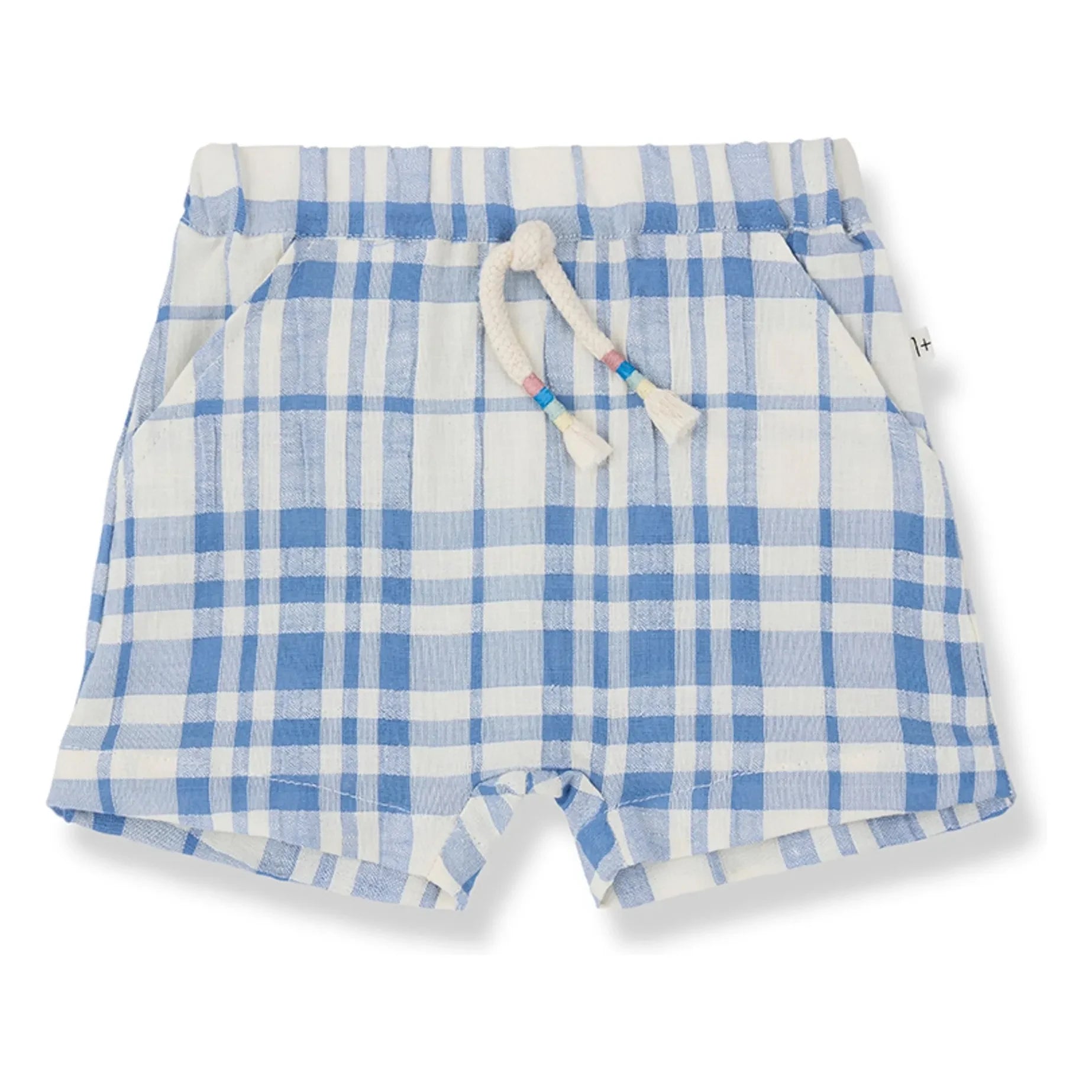 1+ in the family - Gola Checked Linen Shorts | Light Blue