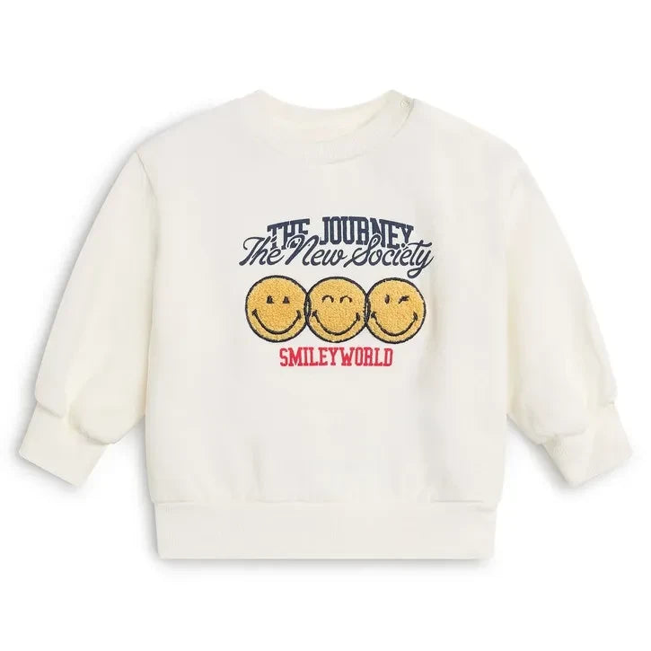 The New Society - Baby Smile Sweatshirt | White