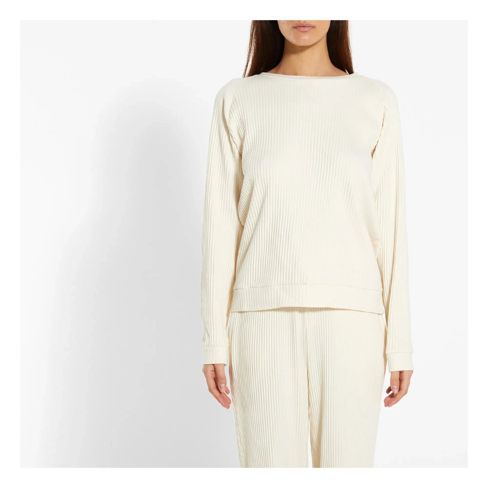 Baserange - Basic Ribbed Sweatshirt | Off White