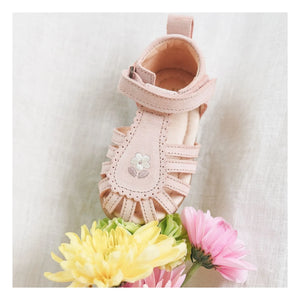 Lazare - Colette Fleur Suede Embroidered Sandals | Powder Pink