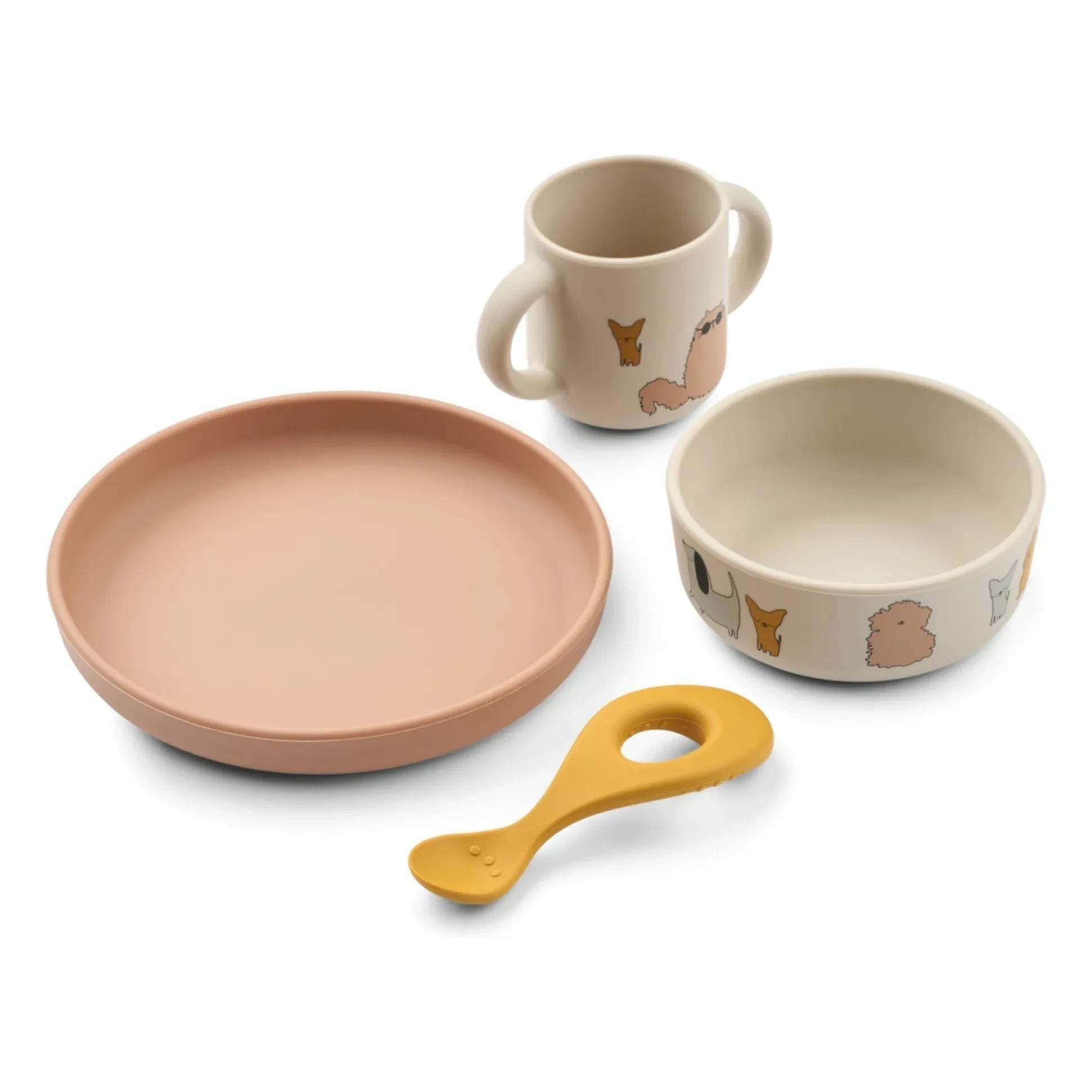Liewood - Vivi silikon tabak seti - 4'lü set | Kediler ve Köpekler/Kumlu
