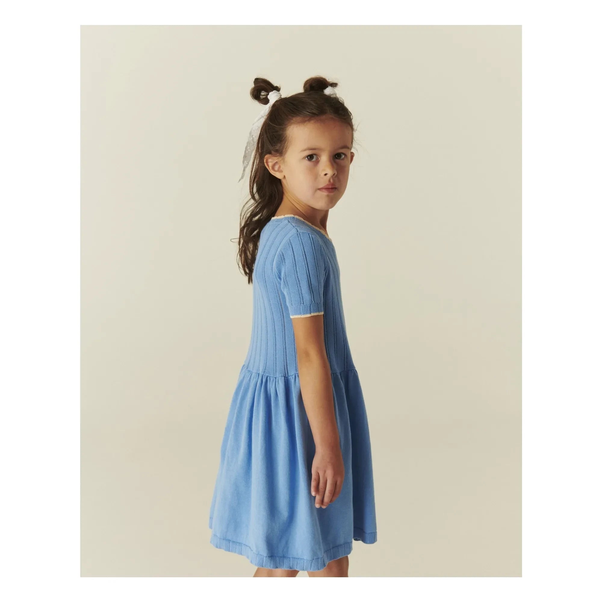 Copenhagen Colors - Pointelle Organic Cotton Mesh Dress | Azure Blue