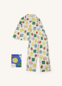 Bobo Choses - Organic Cotton Embroidered Shirt and Pants Set | Ecru