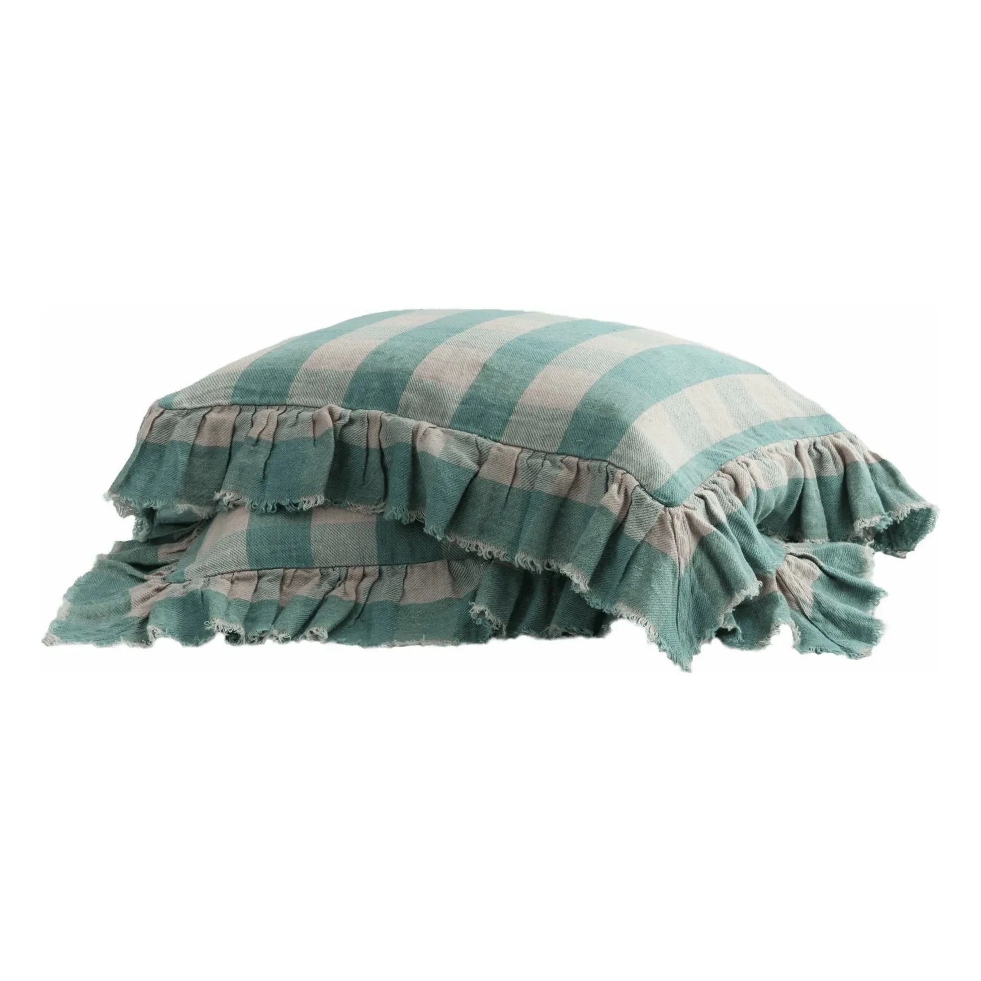 Maison de Vacances - Washed Linen Ruffled Pillow Vichy Cottage | Nuage