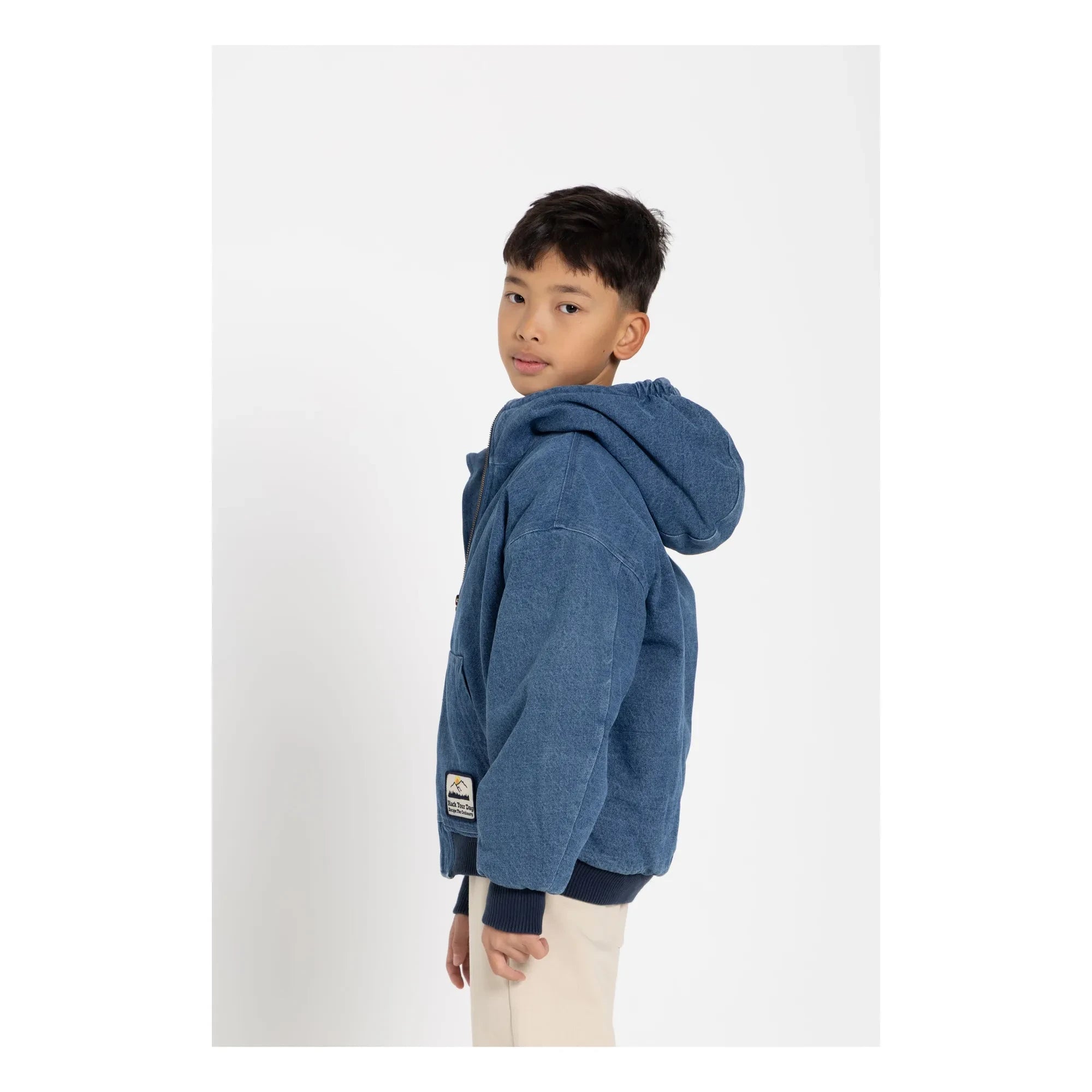 Hundred Pieces - Denim Matte Hooded Jacket | Denim Blue