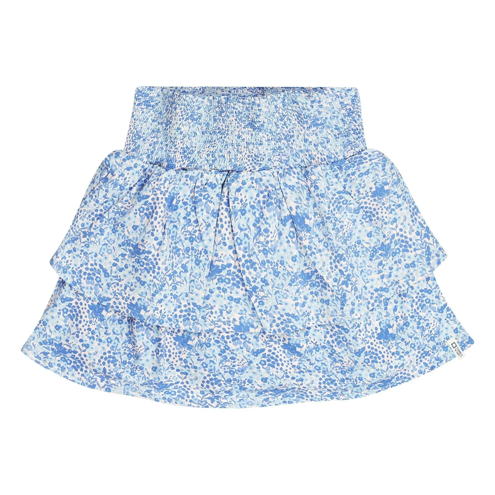 Tumble N'Dry - Floral Patterned Ruffled Skirt Organic Cotton | Light Blue