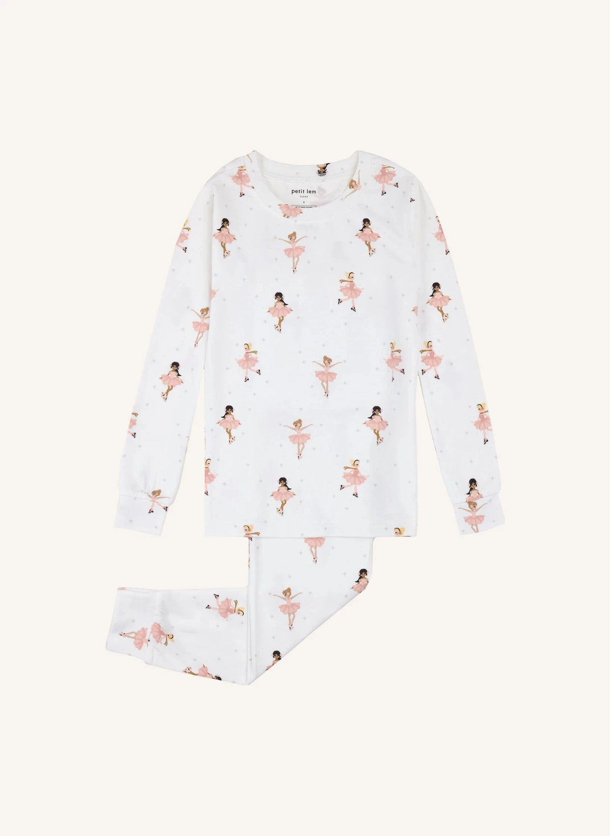 Petit Lem - Modal and Organic Cotton Figure Skater Print Pajamas | Ecru