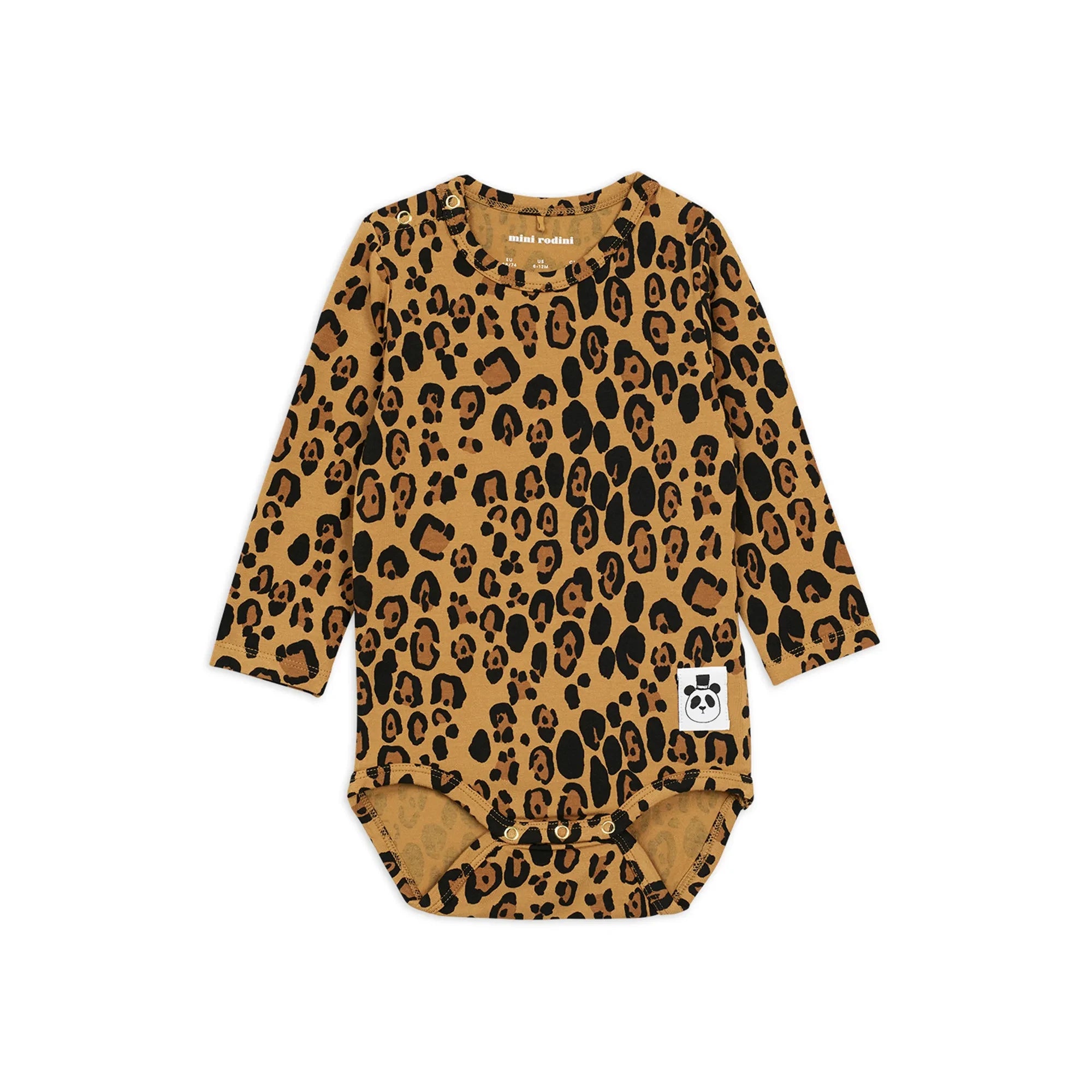 Mini Rodini - Leopar Desenli Uzun Kollu Tulum | Bej