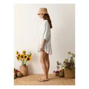 Boteh - La Ponche Ruffled Linen and Cotton Dress | Light blue