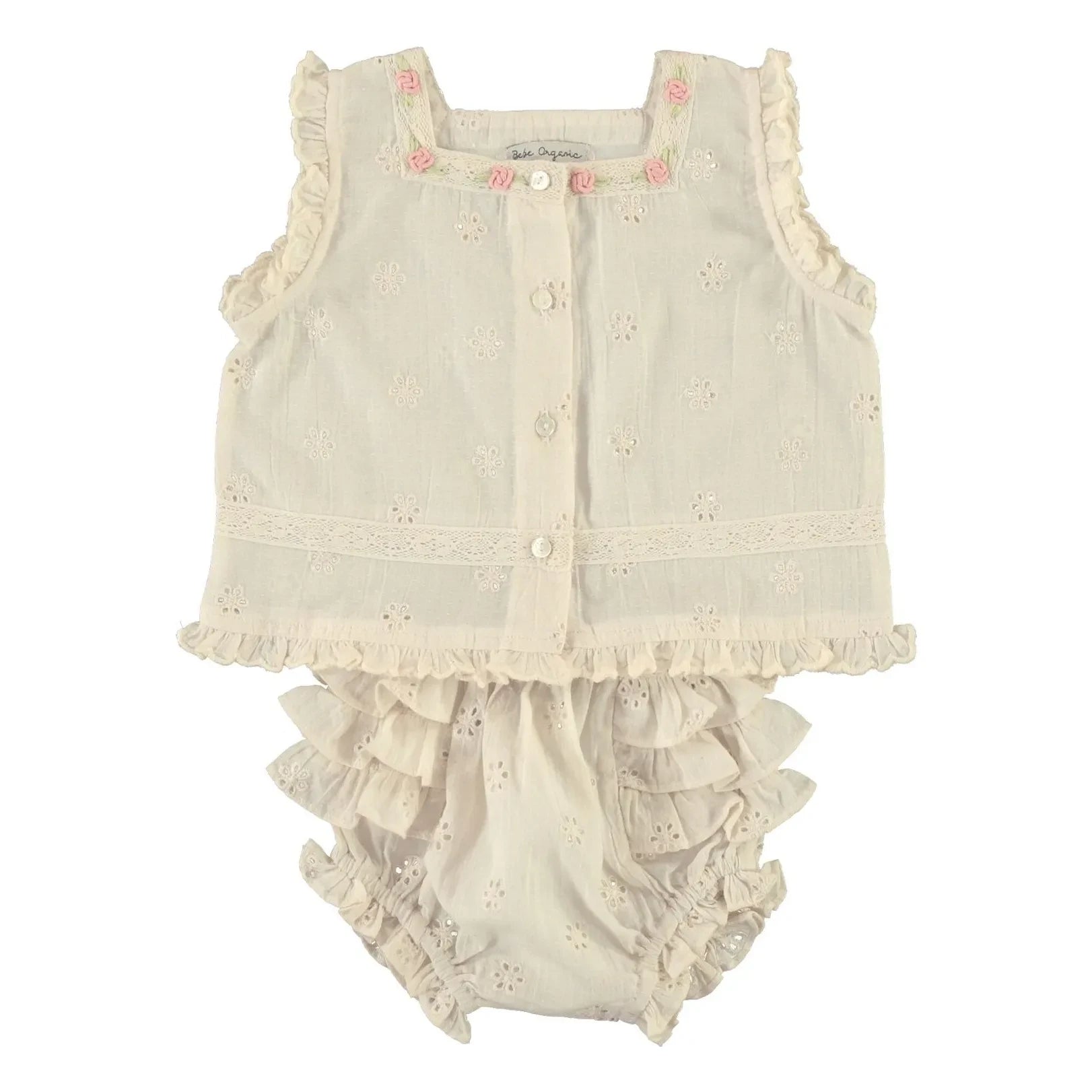 Bebe Organic - Luna Ruffle Top & Bloomers Set | Ecru