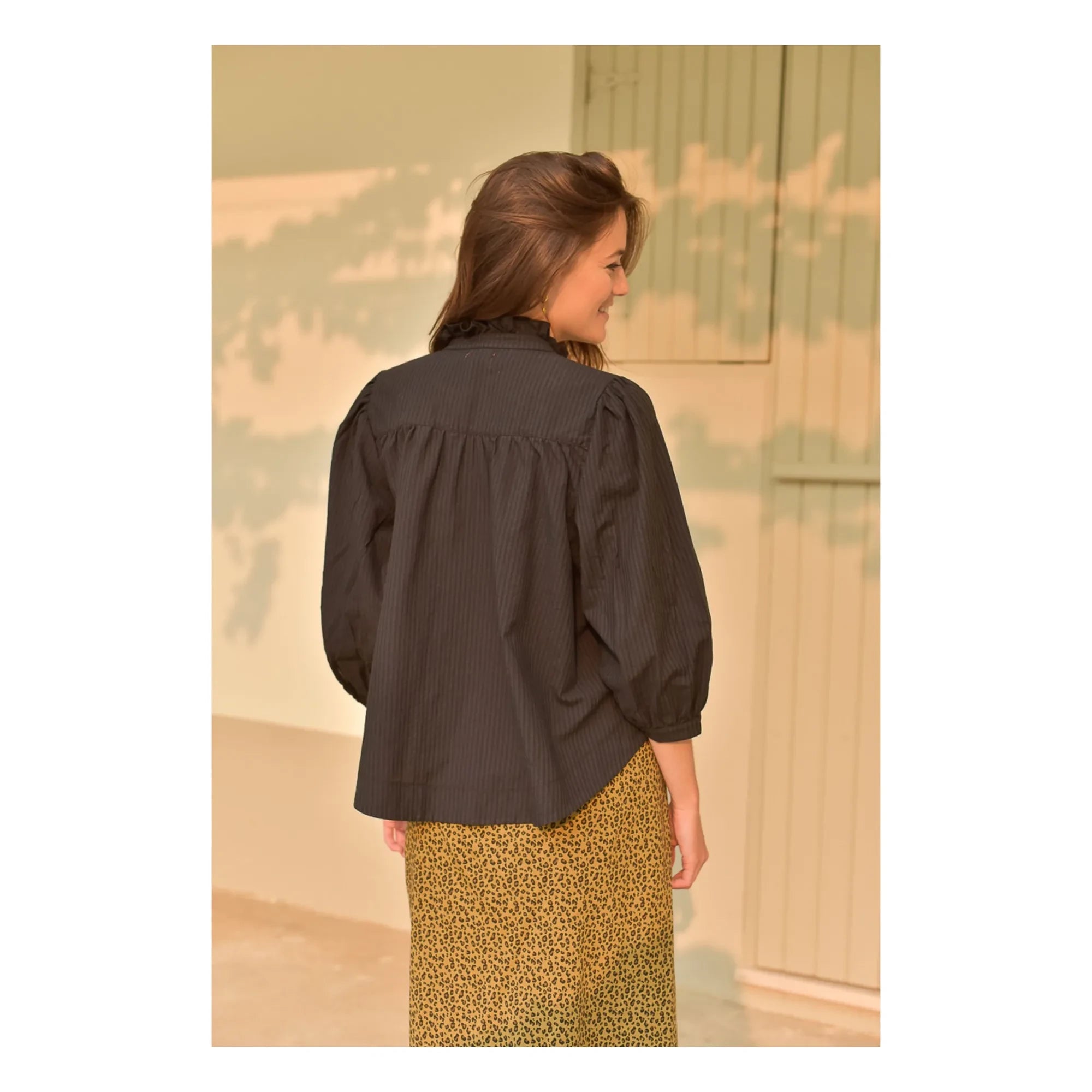 Marlot Paris - Dahlia Seersucker Blouse - Women's Collection | Black