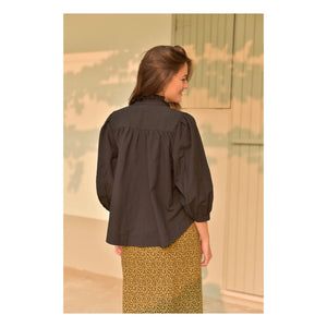 Marlot Paris - Dahlia Seersucker Blouse - Women's Collection | Black