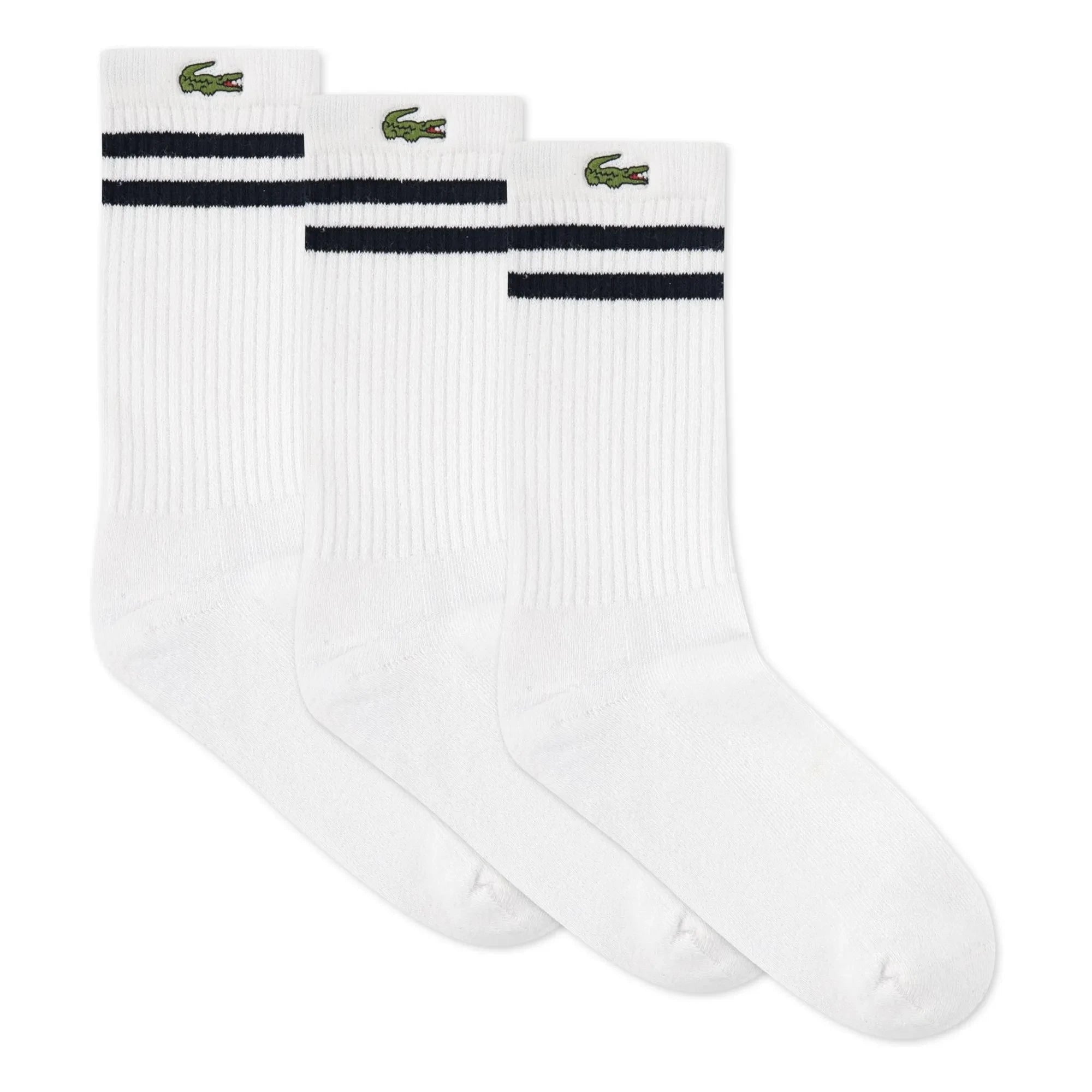 Lacoste - 3 Pairs of Organic Cotton Logo Socks | White