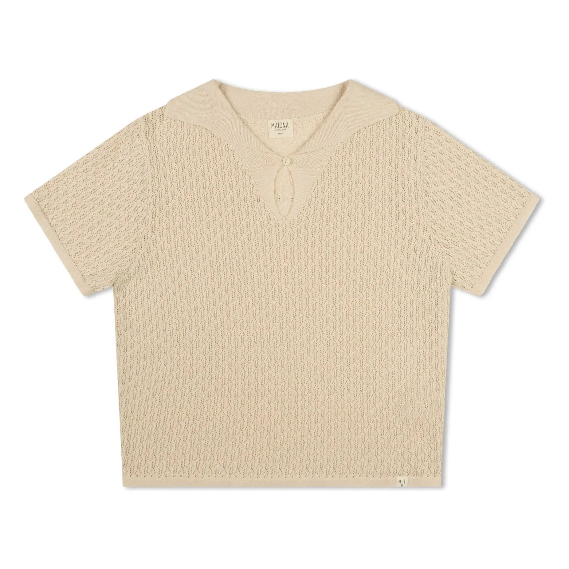 Matona - Pointelle Organic Cotton Polo T-Shirt | Cream