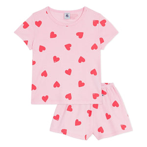 Petit Bateau - Heart Patterned Pajama Shorts | Pink