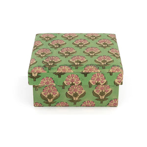 Doing Goods - Emma Wood and Cotton Square Boxes - Set of 2 | Green