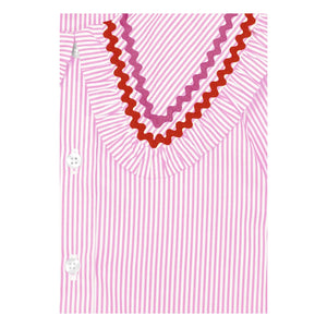 Mipounet - Nadine Striped Blouse, Claudine Collar | Light Pink