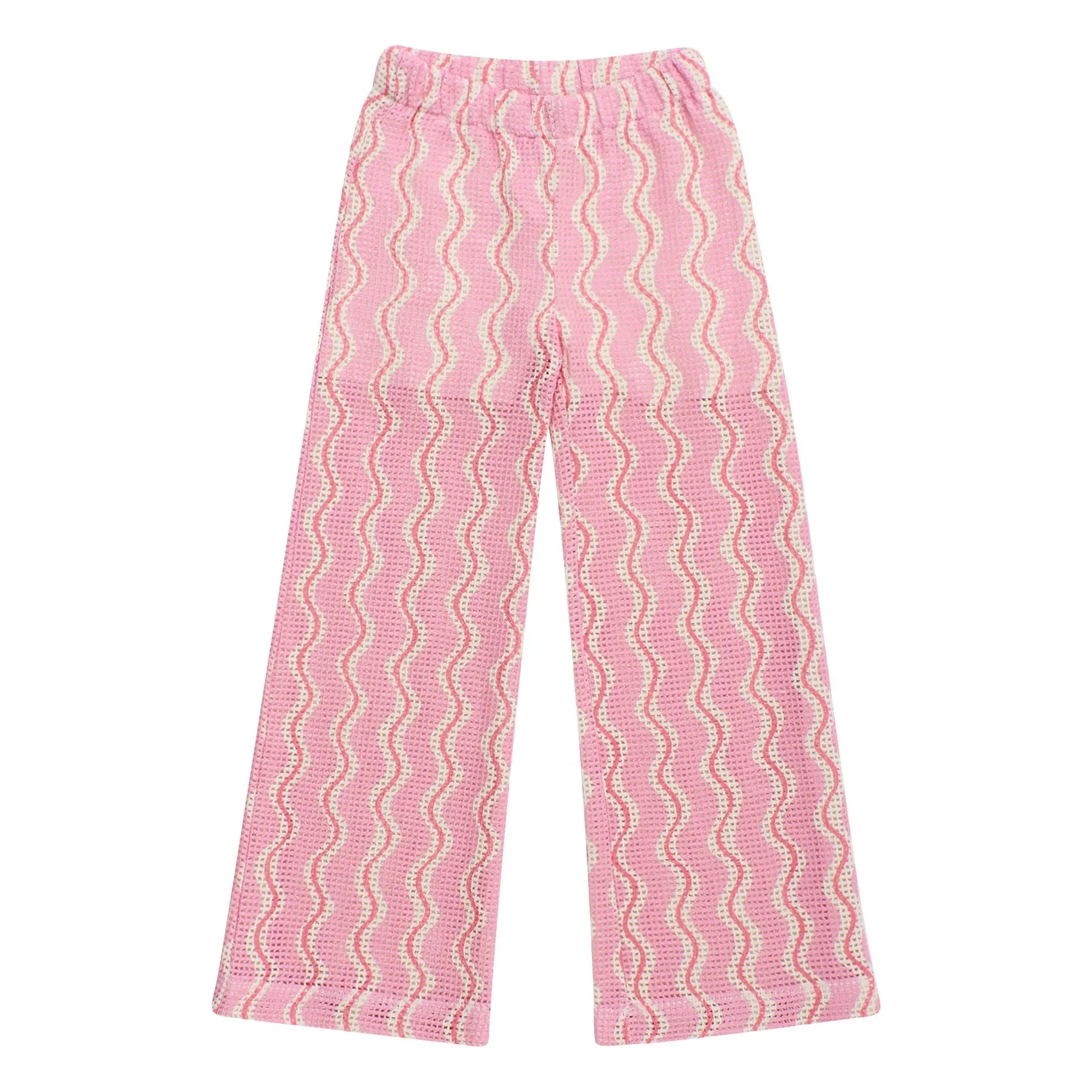 Maison Mangostan - Wavy Crochet Pants | Pink