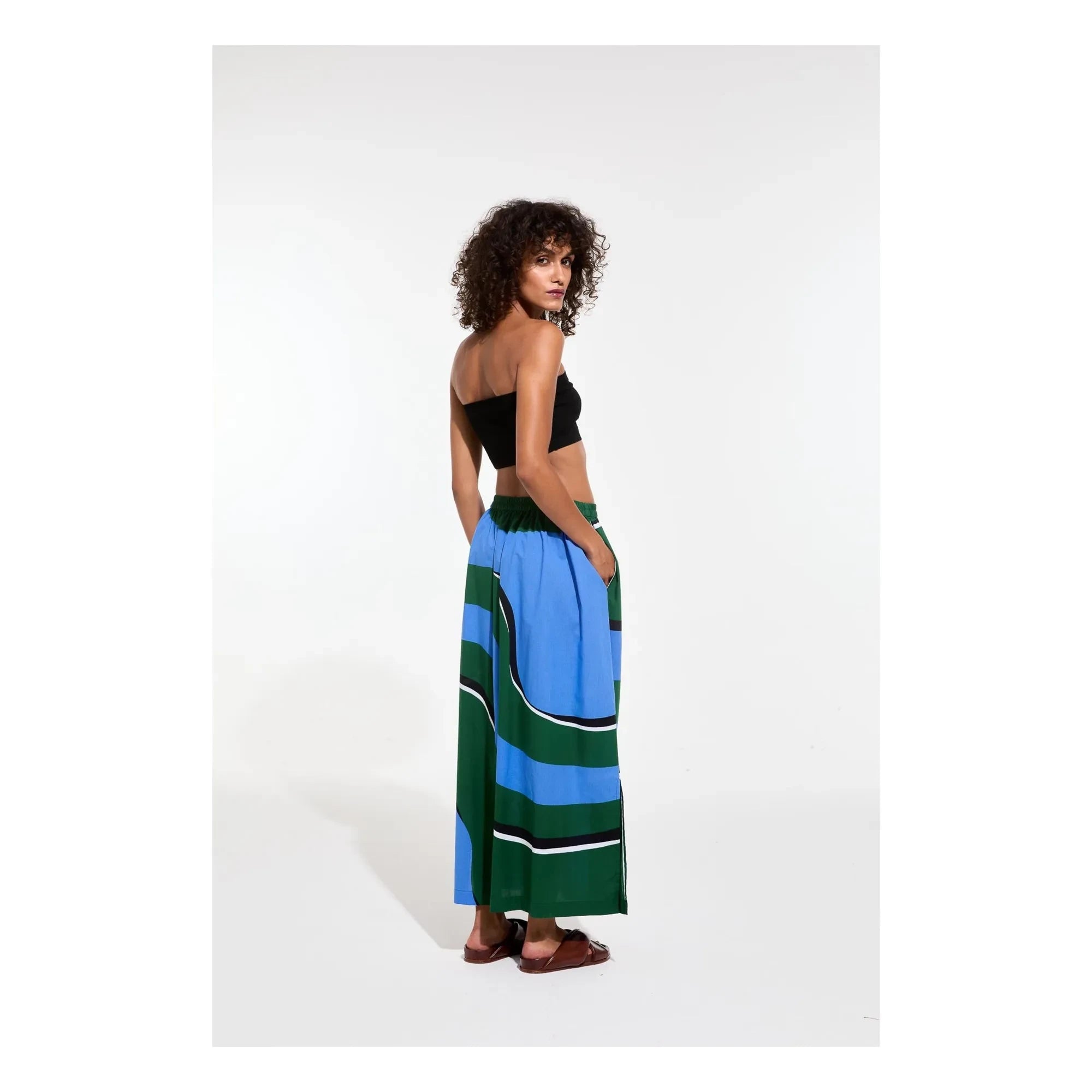 Mapoésie - Juliette Madone Cotton Skirt | Blue Green