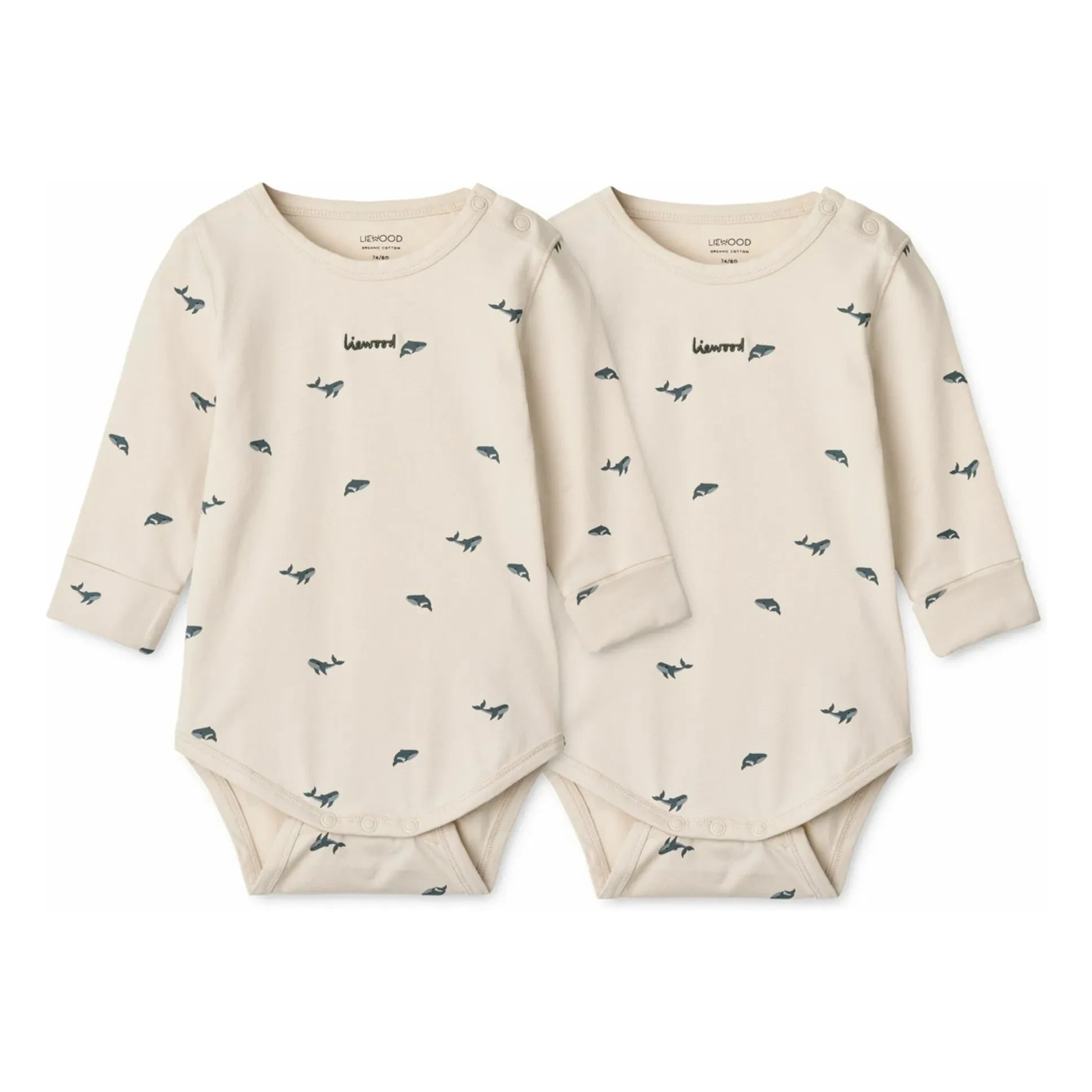 Liewood - 2-Pack Yanni Whale Bodies Organic Cotton | Ecru